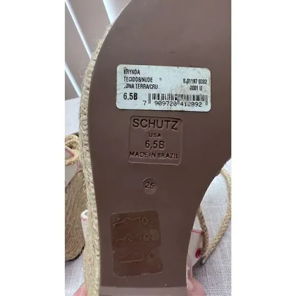 Schutz Women's Brynda Lace Up Espadrille Platform Wedges Cream Pink Size 6.5B - Picture 9 of 11